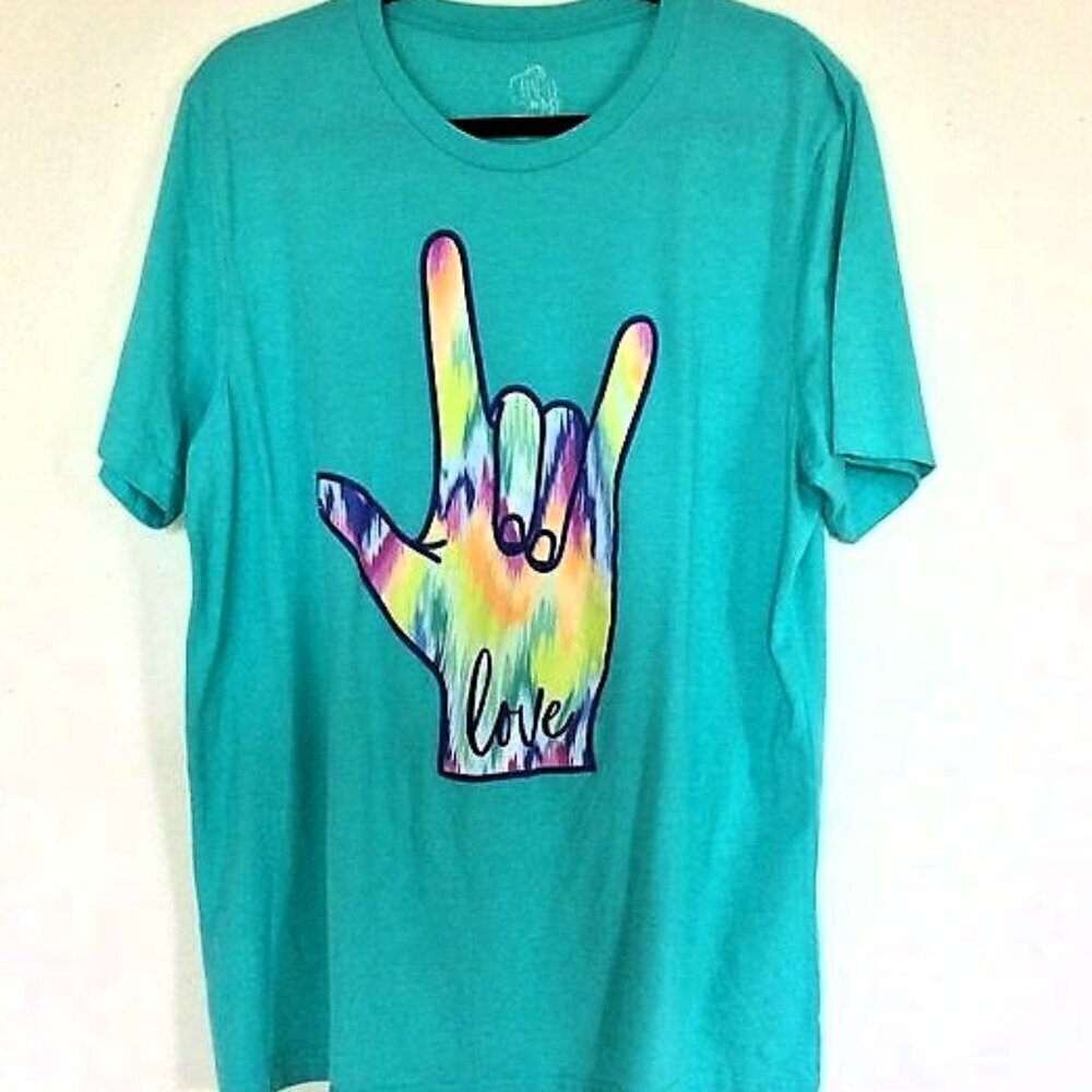 I LOVE YOU HAND SIGN TEE SHIRT XL GUC